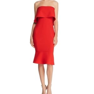 LIKELY Conrad Red Off-Shoulder Flared-Hem Dress